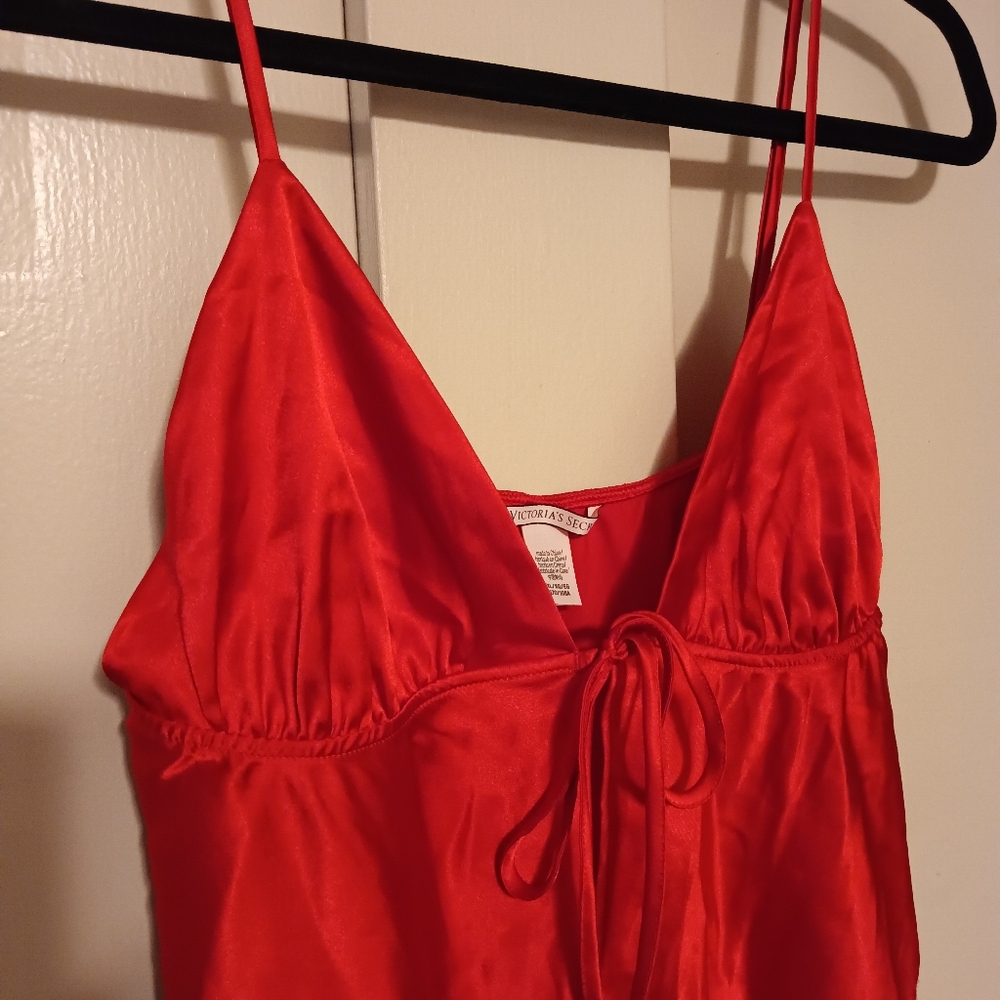 Victoria's Secret Satin Cami And Short Sleep Set Womens XL Red Lace Ruffle - Picture 5 of 15